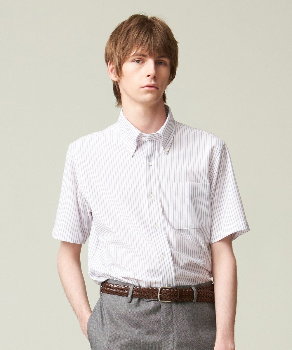 J.PRESS MEN 【夏に嬉しい高機能】カノコインレイストライプパッチポケット シャツ/B.D. 