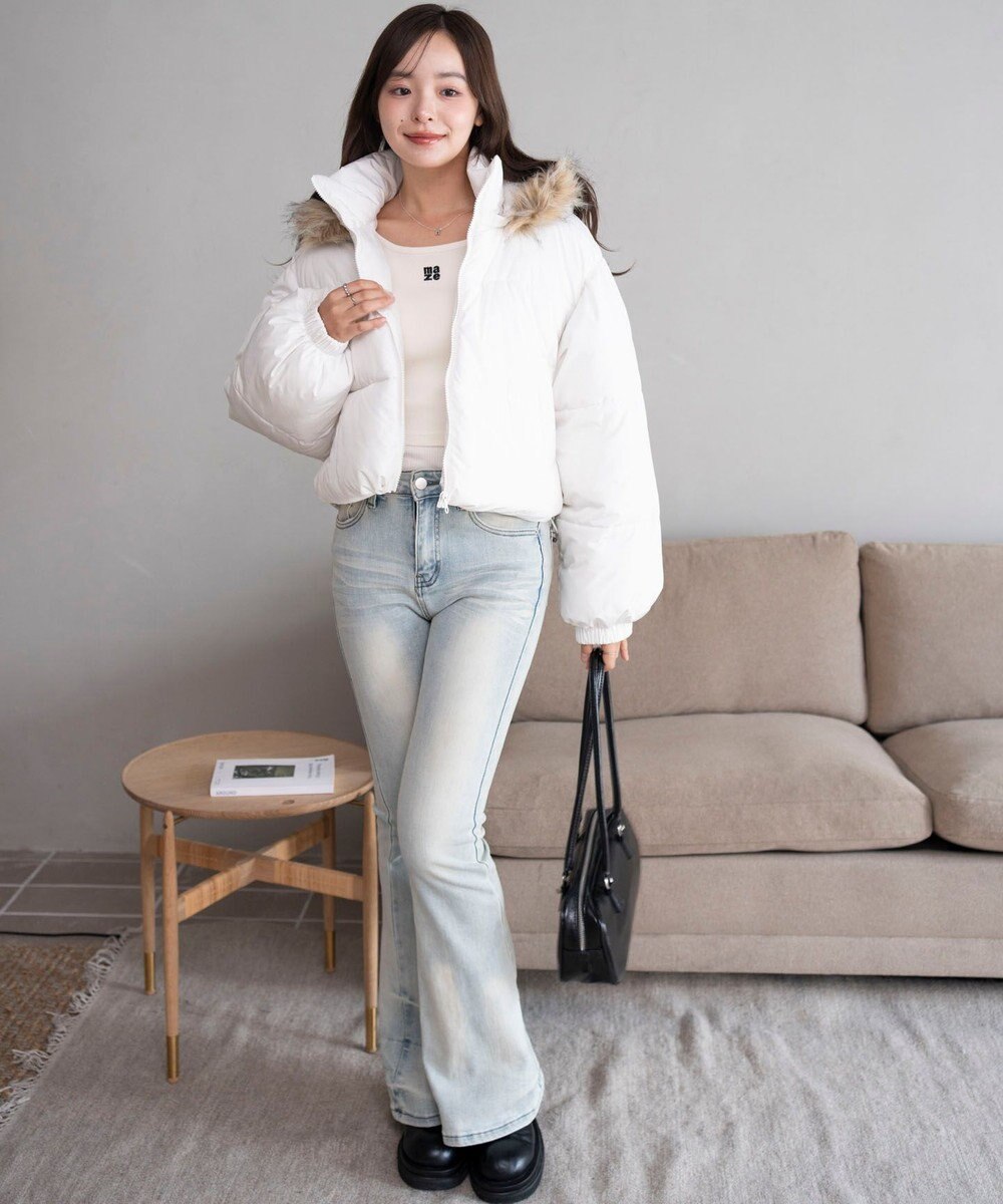 WEGO 【25年秋冬新作/SMサイズ展開】2WAYファーフードショートパファーブルゾン 