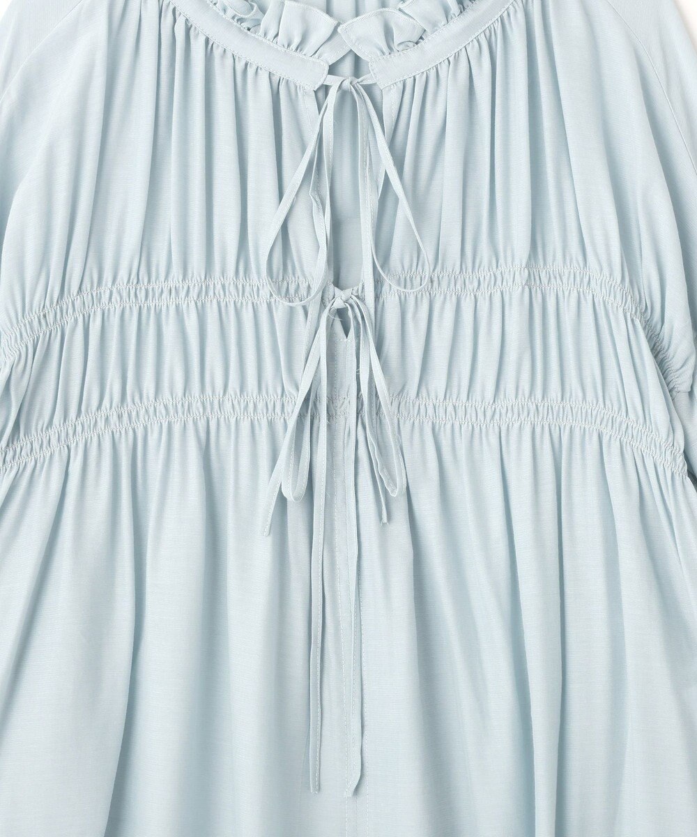 YECCA VECCA シャーリングギャザーリボンブラウス 