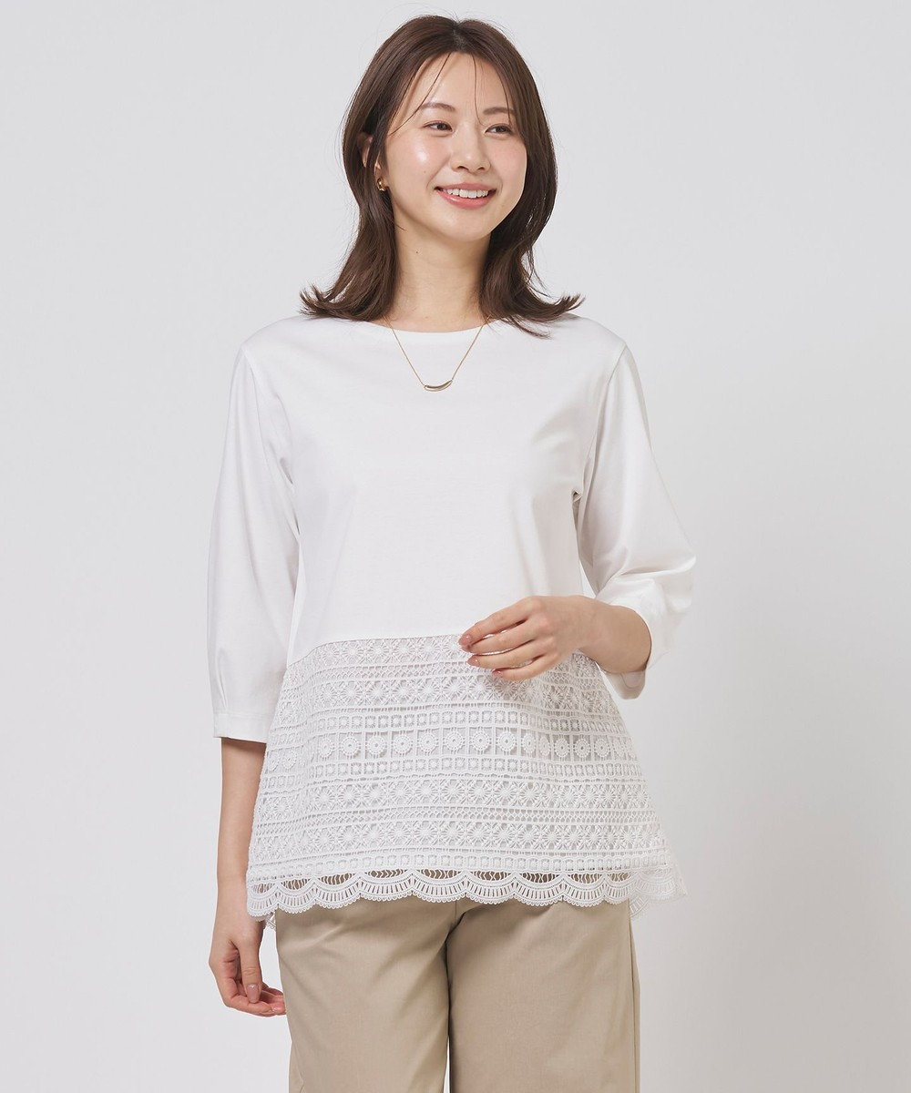 J.PRESS LADIES L レースレイヤードフレア カットソー 