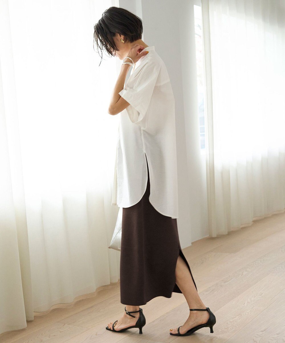 UNFILO L ワッシャーブロード ブザムロングシャツ 