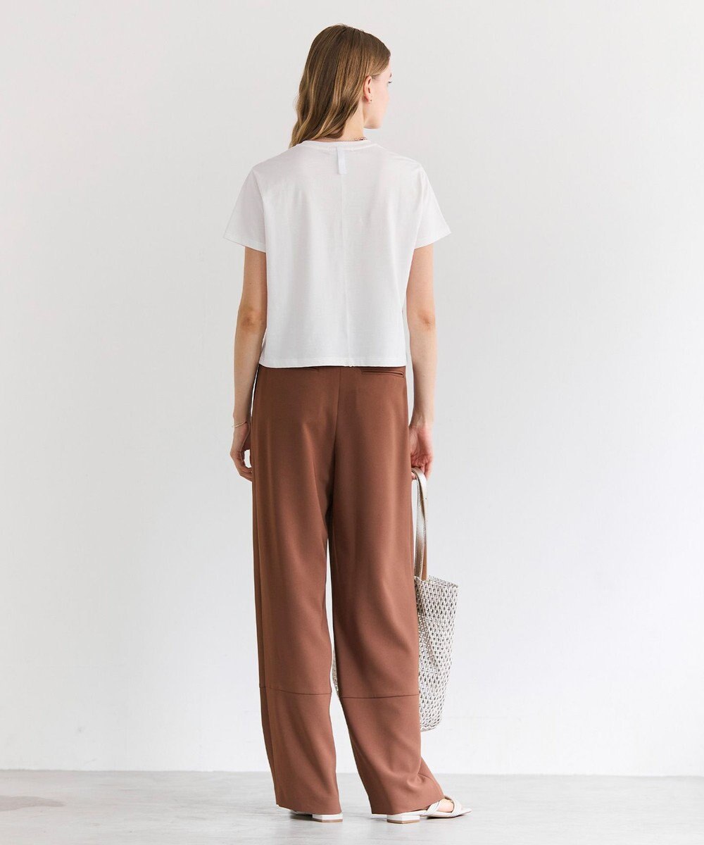 BEIGE， GYPSUM / シルキータッチ セミワイドタックパンツ 