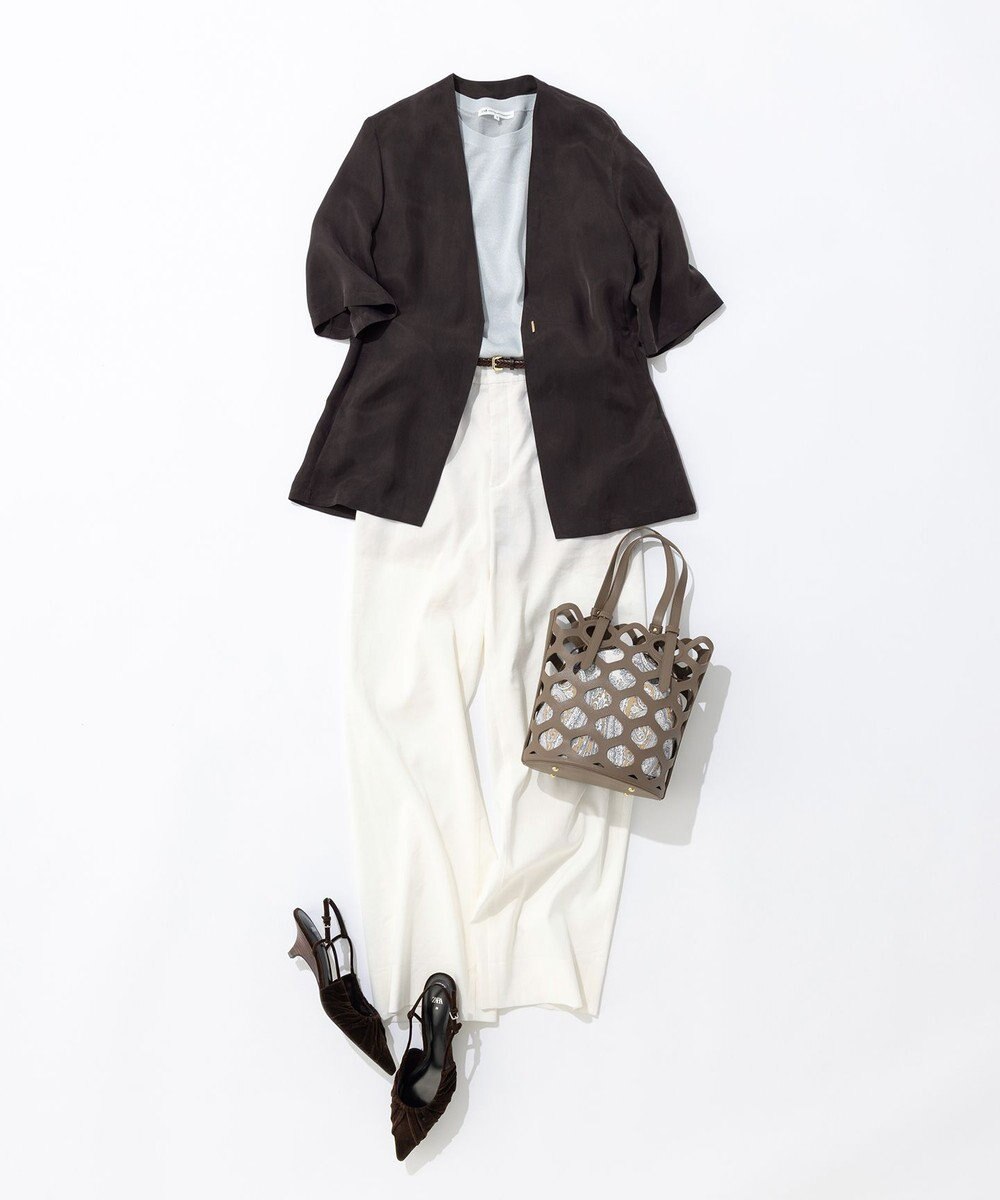 23区 L 【Oggi5月号掲載/洗える】リネンレーヨンストレッチ ワイド パンツ 