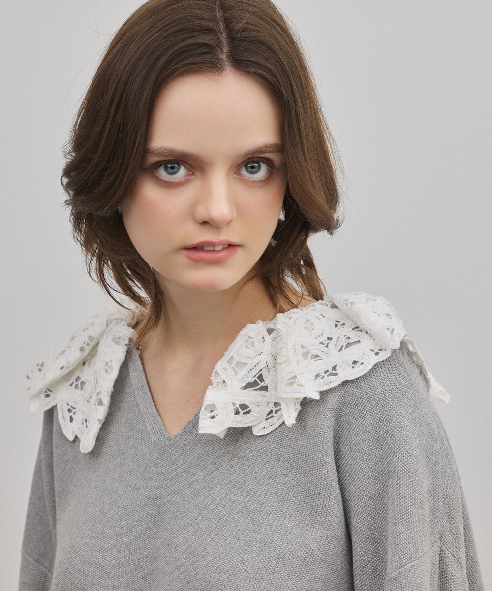 GRACE CONTINENTAL レースカラーニットトップ 