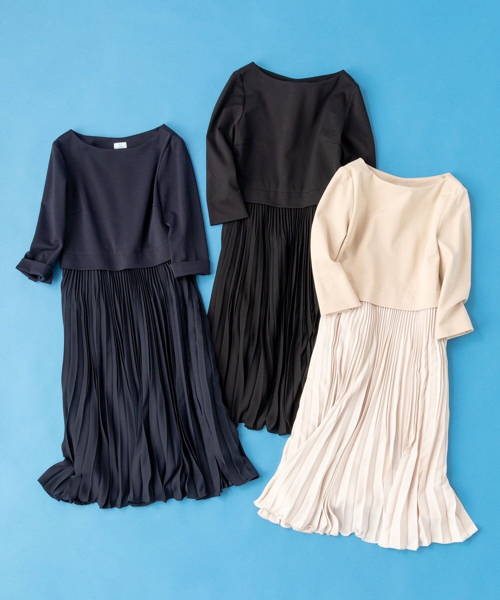 組曲 L 【KUMIKYOKU NAVY】ジャージーコンビプリーツ ワンピース 