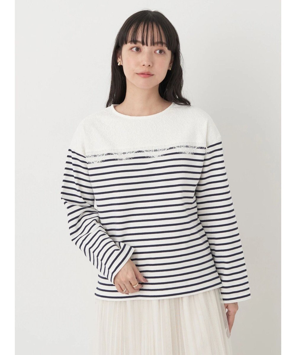 earth music&ecology レースボーダーカットソープルオーバー 