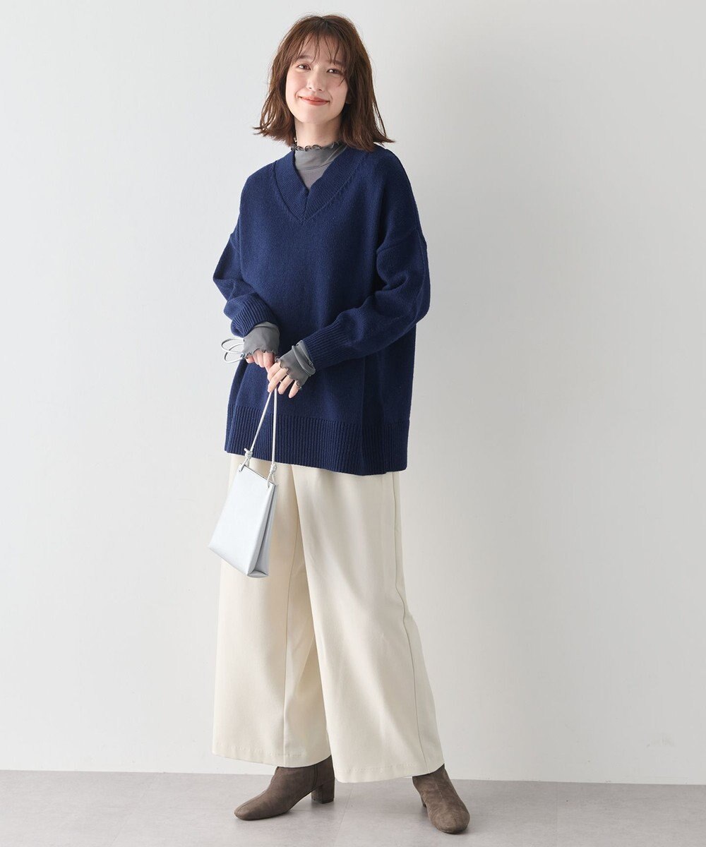 ANY 【洗濯機可/ウエストゴム】ウーリッシュ２タックワイドパンツ 