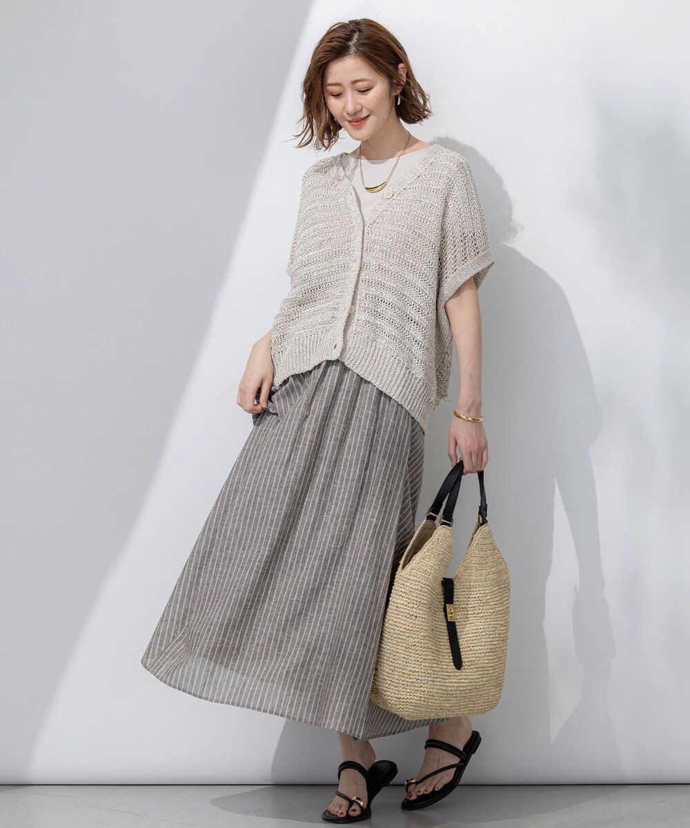 23区 【洗える】テープミックススカシ ドルマン ニットベスト 