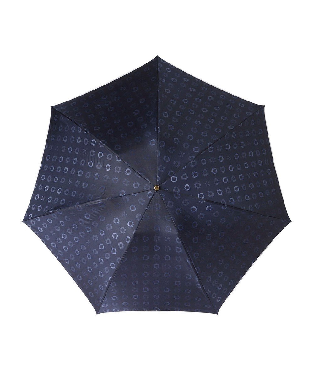 MOONBAT LANVIN en Bleu 折りたたみ傘 ジャカード×パイピング 簡単開閉 大きめ55cm 
