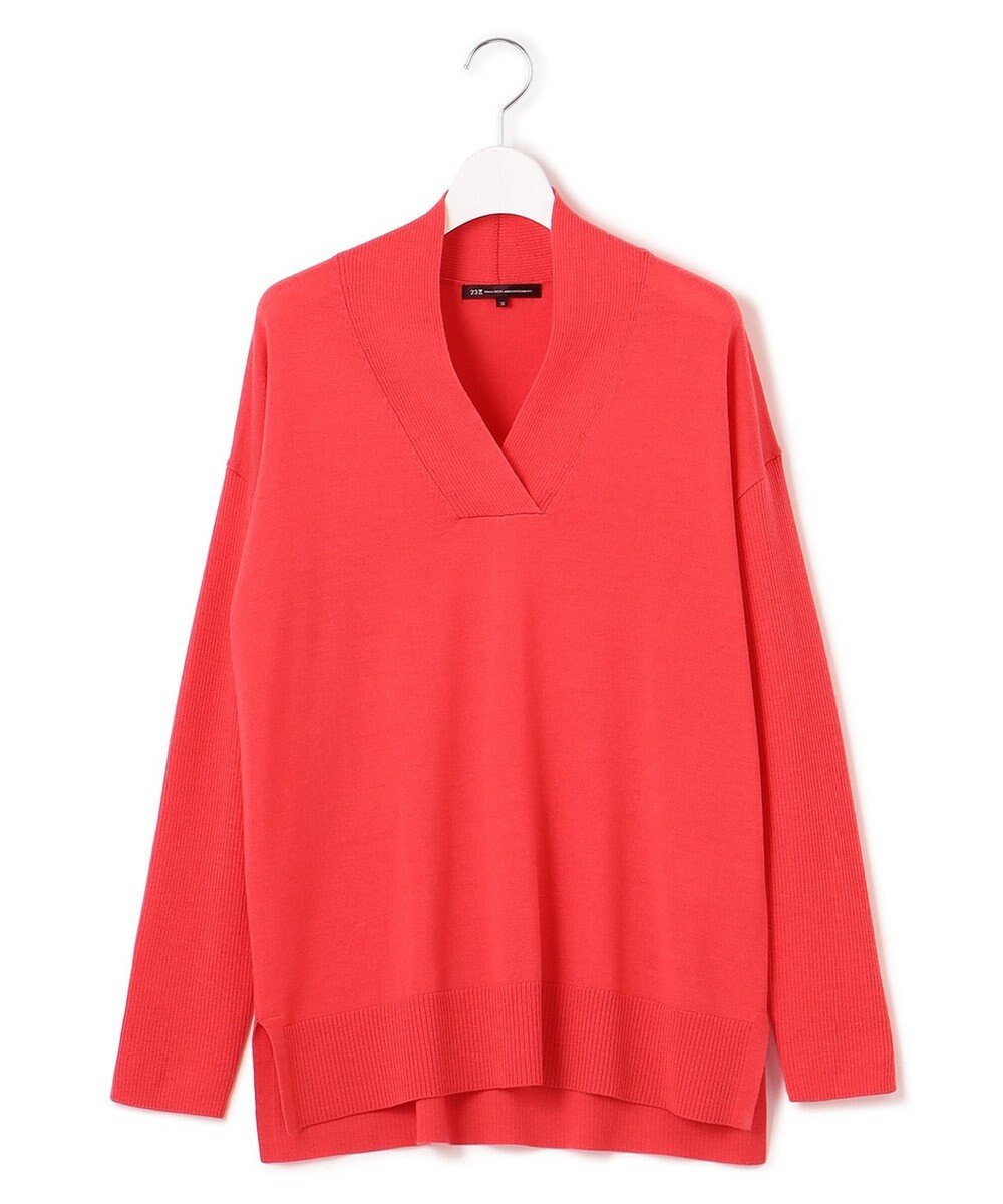 23区 L 【洗える】ウーステッドウール 重ね襟 ニット 