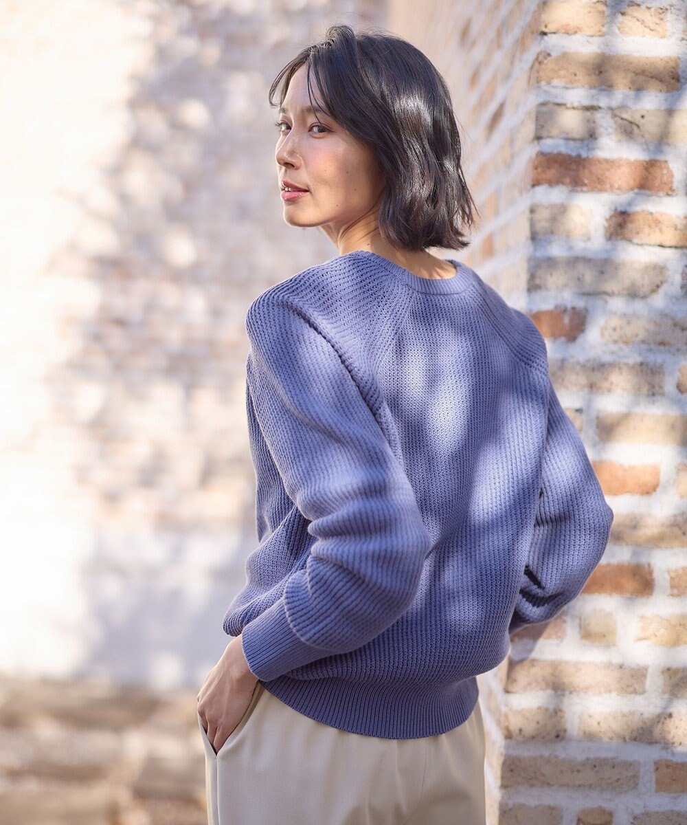 ANY 【洗濯機可/UVカット/アンチピリング】コットンメッシュニット 