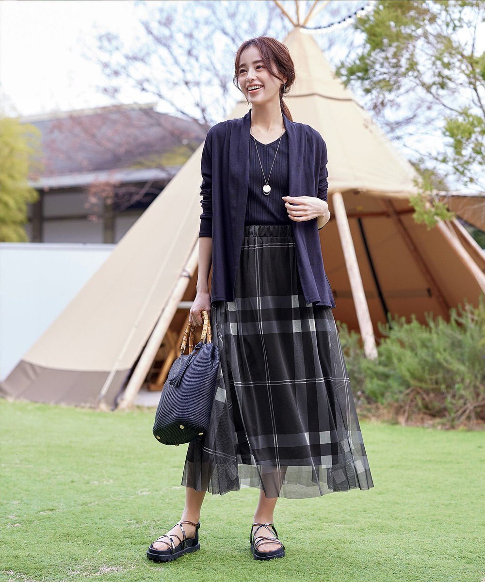 Tiaclasse 【小倉優子さん着用】チュールレースチェックスカート 