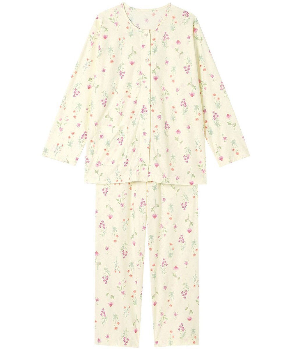 Wing パジャマ 長袖 長ズボン 綿混(本体) ジャカード天竺素材 レディース EP8073 ウイング／ワコール 