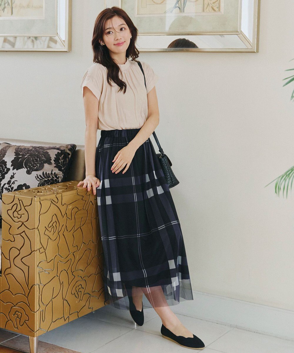 Tiaclasse 【小倉優子さん着用】チュールレースチェックスカート 