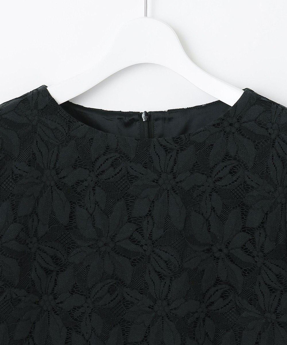 自由区 【洗える】フラワーコードレース ペプラムブラウス 
