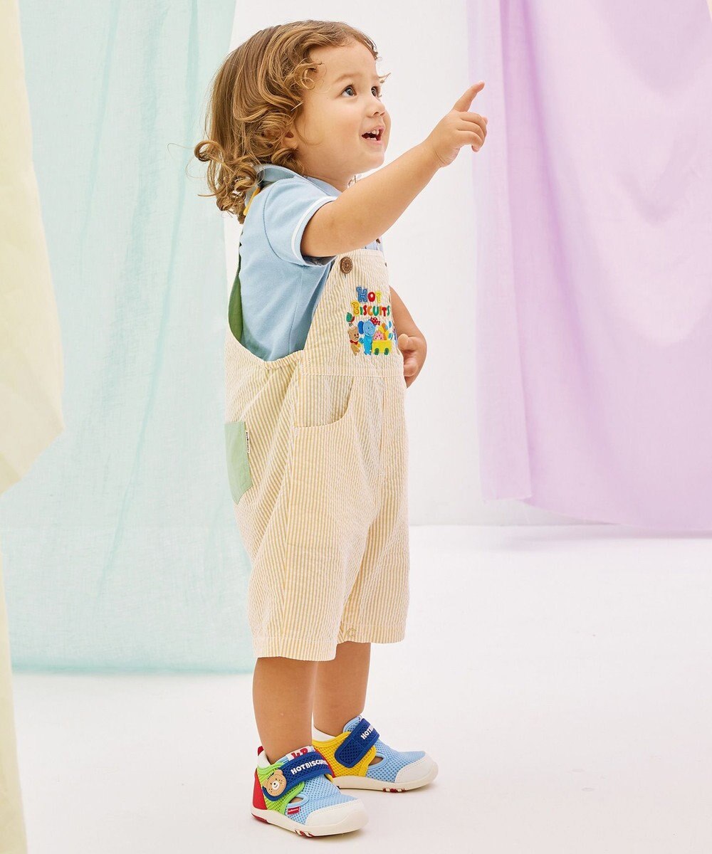 MIKI HOUSE HOT BISCUITS 【70-110cm】 ビーンズ×お菓子シリーズ サッカー素材オーバーオール 