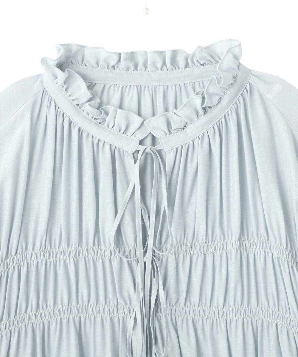 YECCA VECCA シャーリングギャザーリボンブラウス 