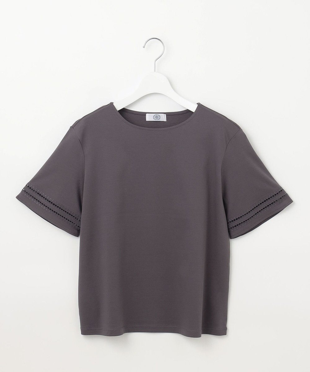 J.PRESS LADIES L 【接触冷感】コットンスムース 刺繍スリーブ カットソー 