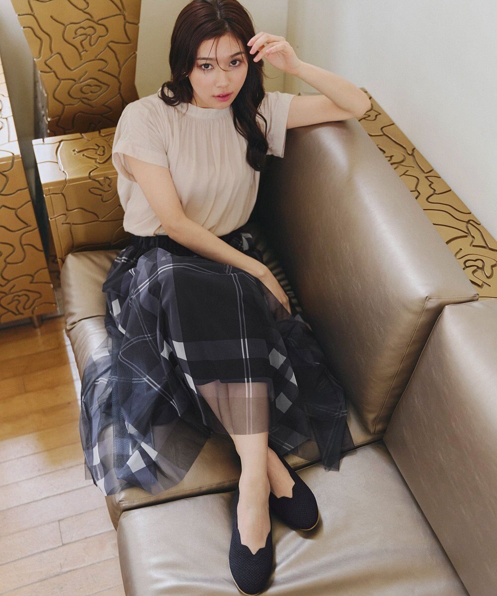 Tiaclasse 【小倉優子さん着用】チュールレースチェックスカート 