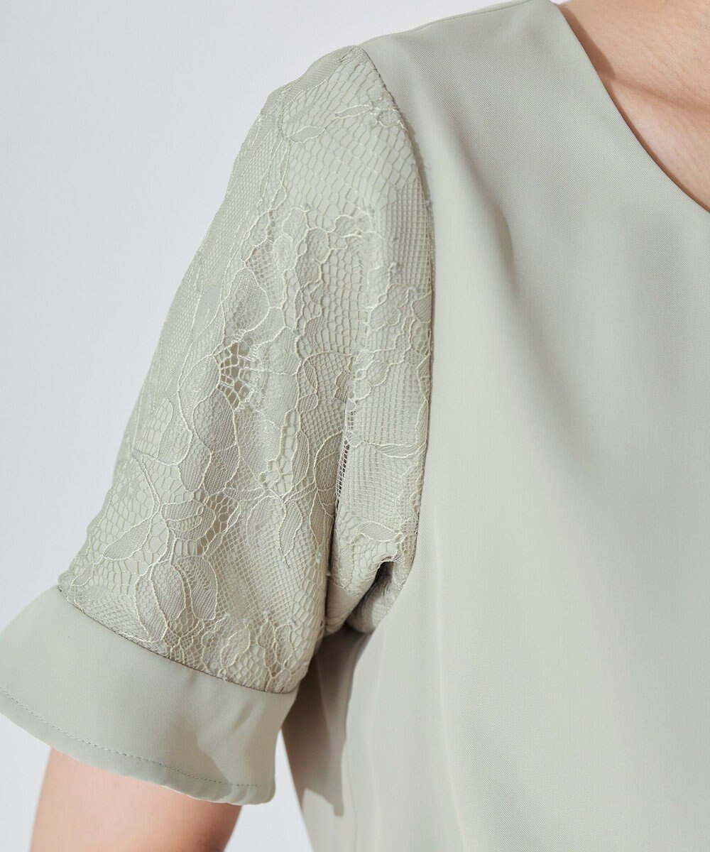 Tiaclasse 【新色追加・洗える】体型カバーも叶うレーススリーブブラウス 