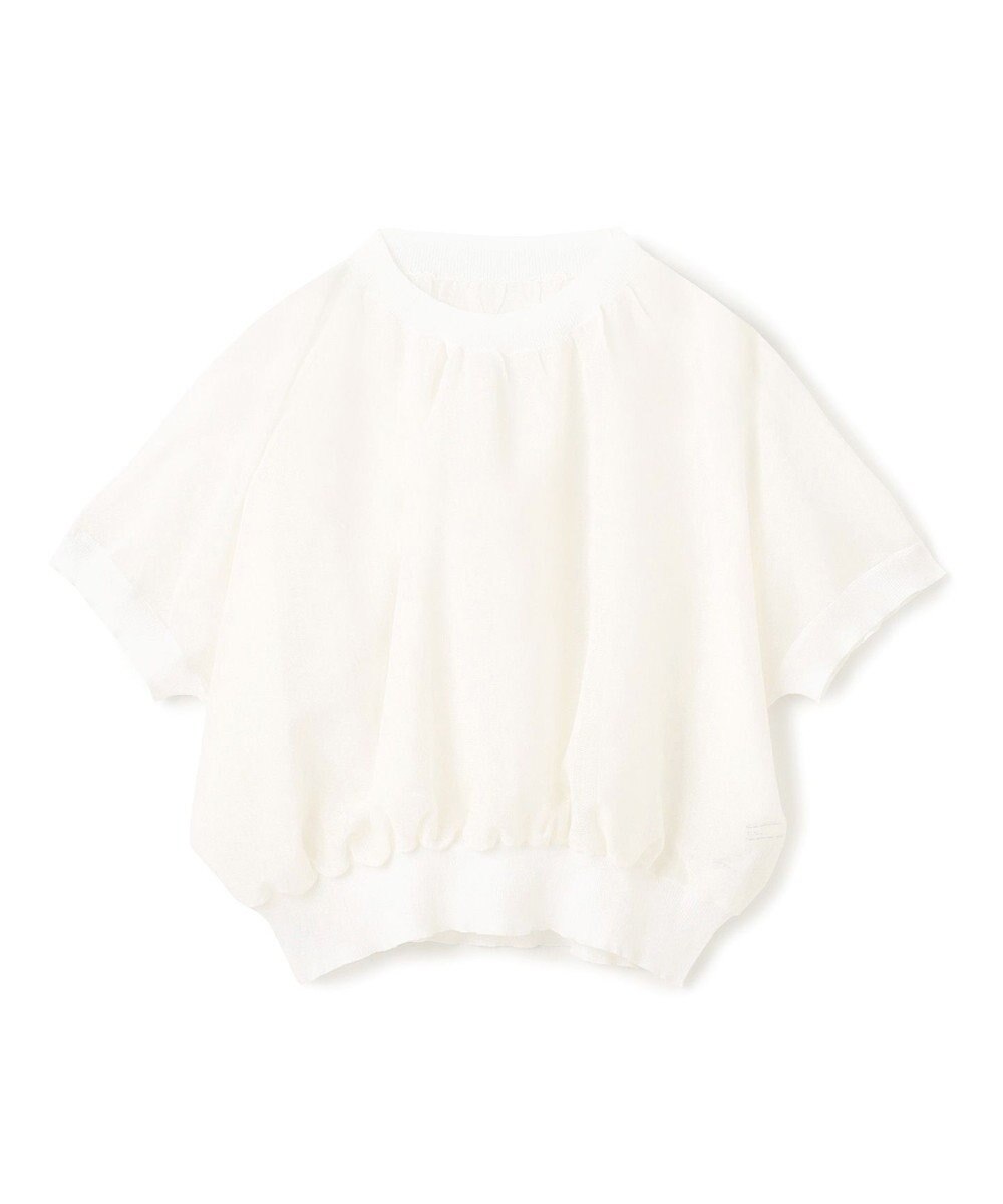 BEIGE， 【洗える・Oggi 7月号掲載】LUPINUS / リネン混半袖プルオーバーギャザーニット 