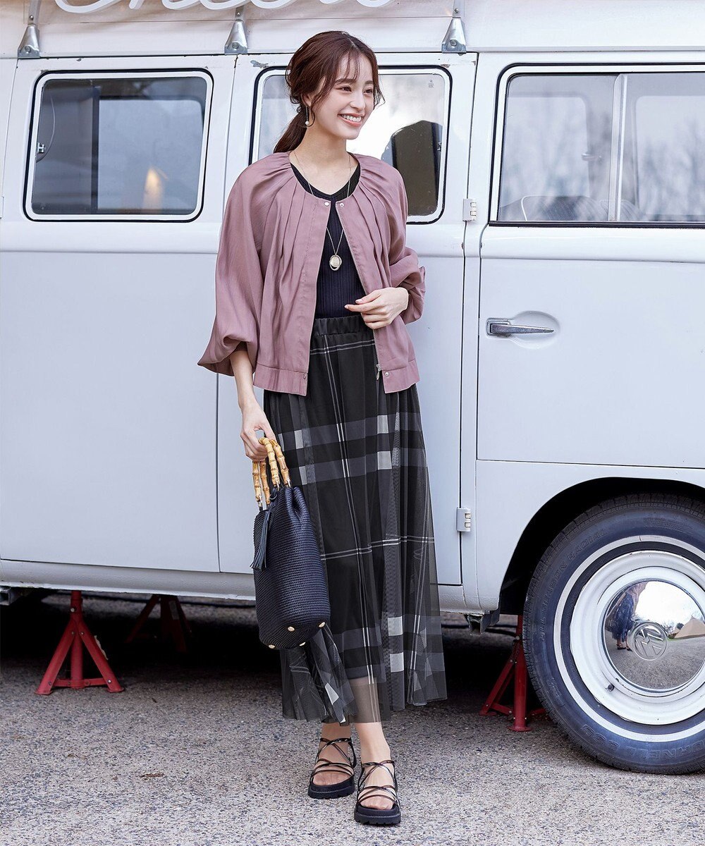 Tiaclasse 【小倉優子さん着用】チュールレースチェックスカート 