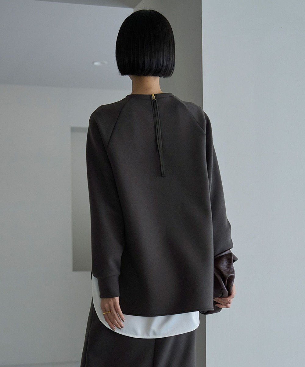 UNFILO L 【野呂佳代さん着用】BEAUTY FORM JERSEY バックZIPプルオーバー 