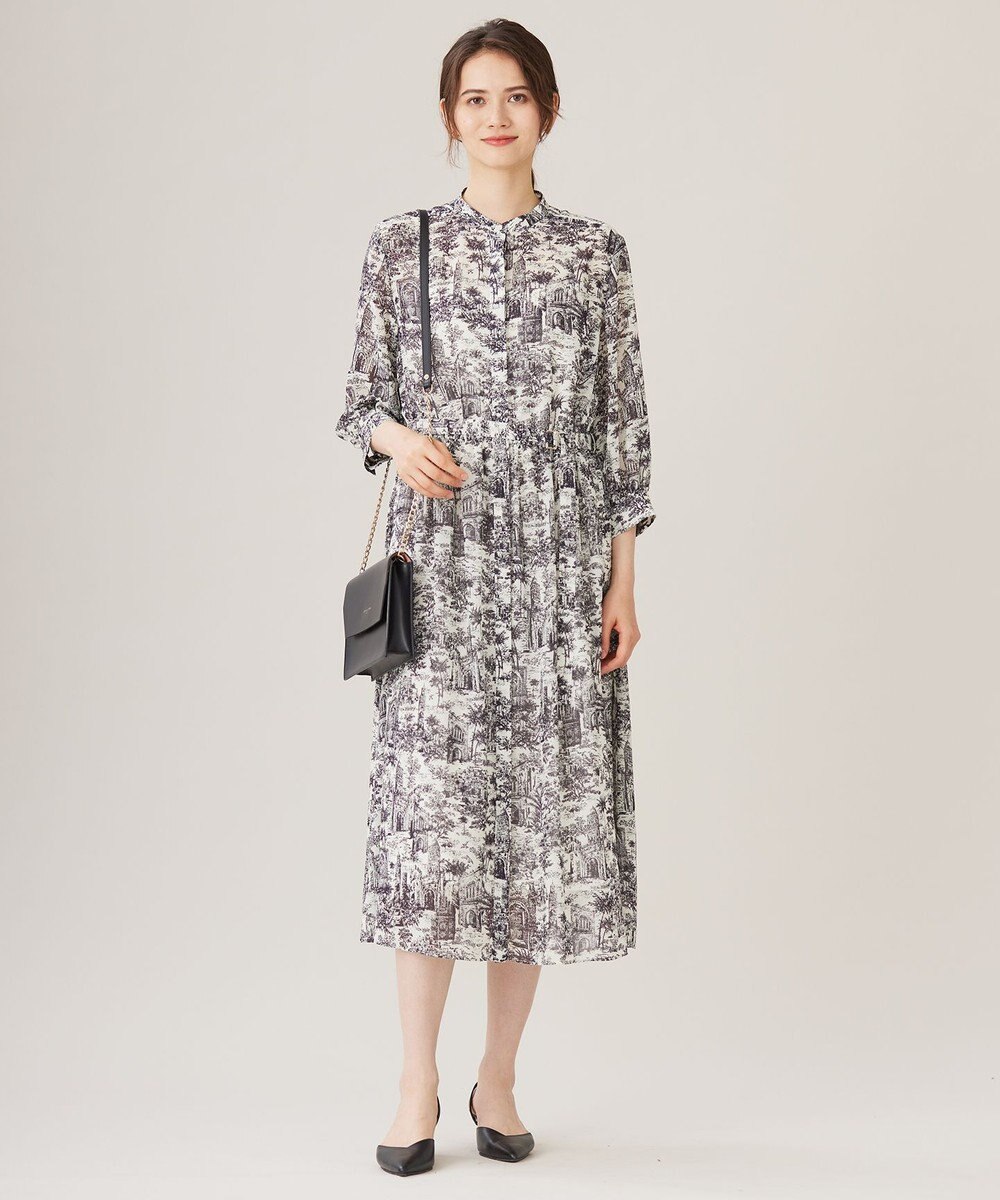 自由区 L 【洗える】ランドスケーププリント ワンピース 