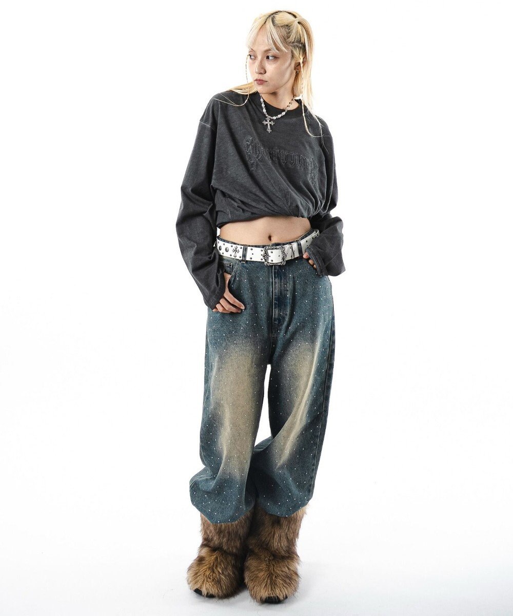 WEGO 【ユニセックス着用ITEM/MLサイズ展開】コールドダイダメージアップリケT（LS） 