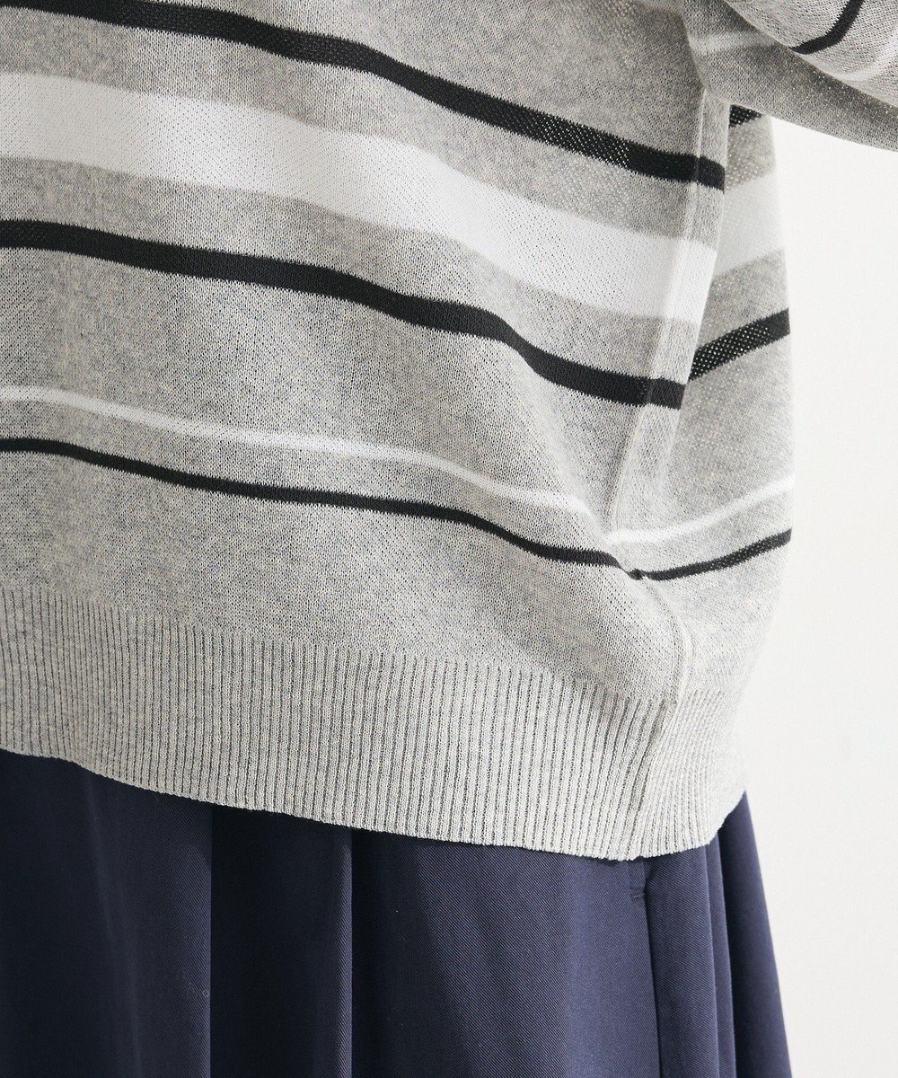 Green Parks 衿付き７分袖ニットプルオーバー 