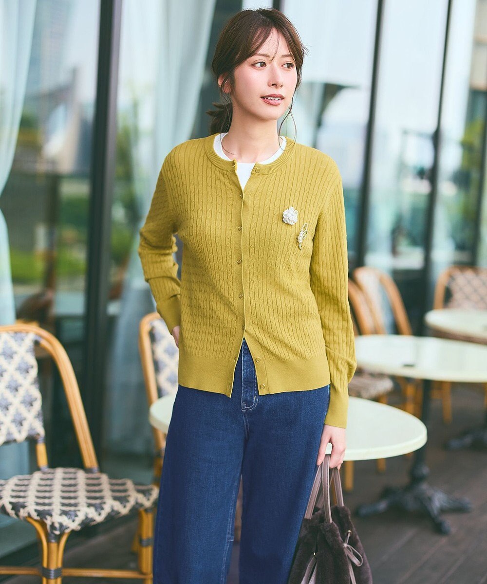 ANY SIS L ケーブルニット カーディガン 