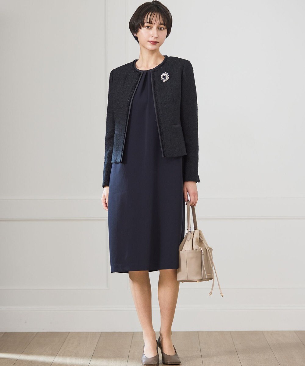 23区 L 【セットアップ対応】ライトシャインツイード ノーカラージャケット 