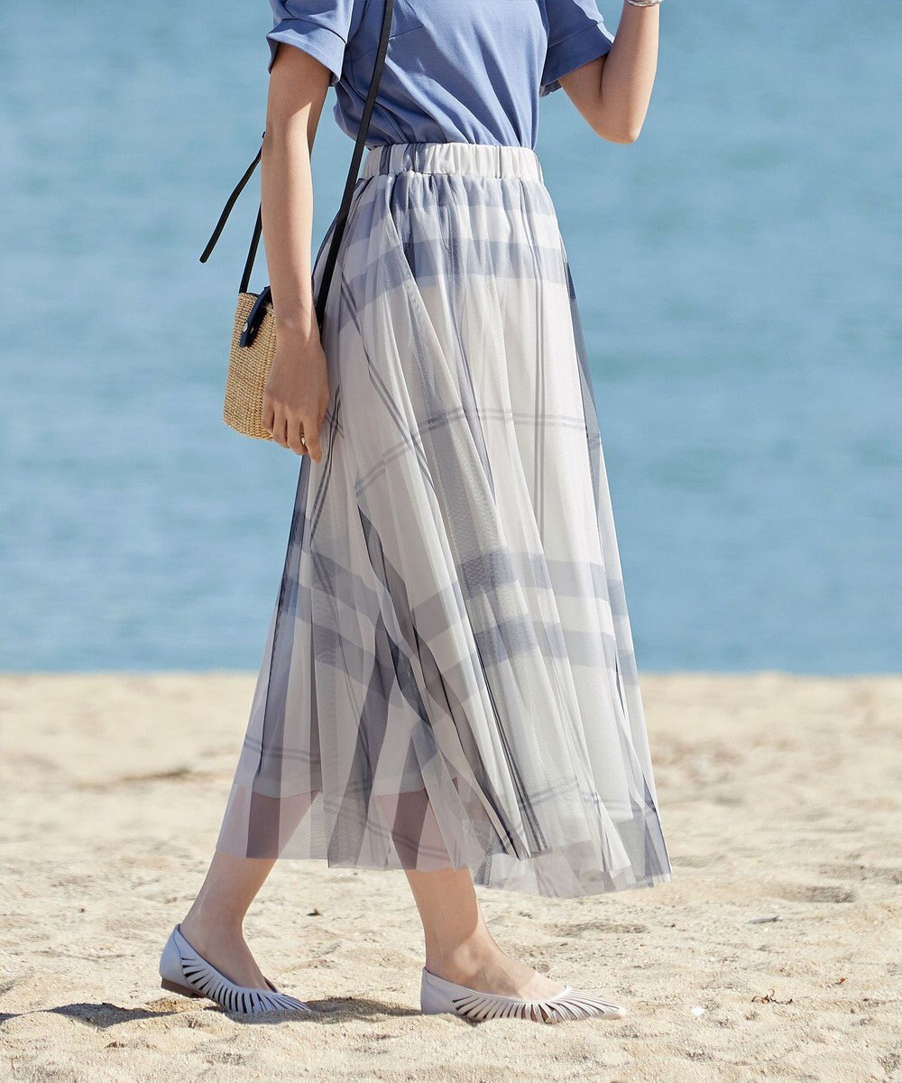 Tiaclasse 【小倉優子さん着用】チュールレースチェックスカート 