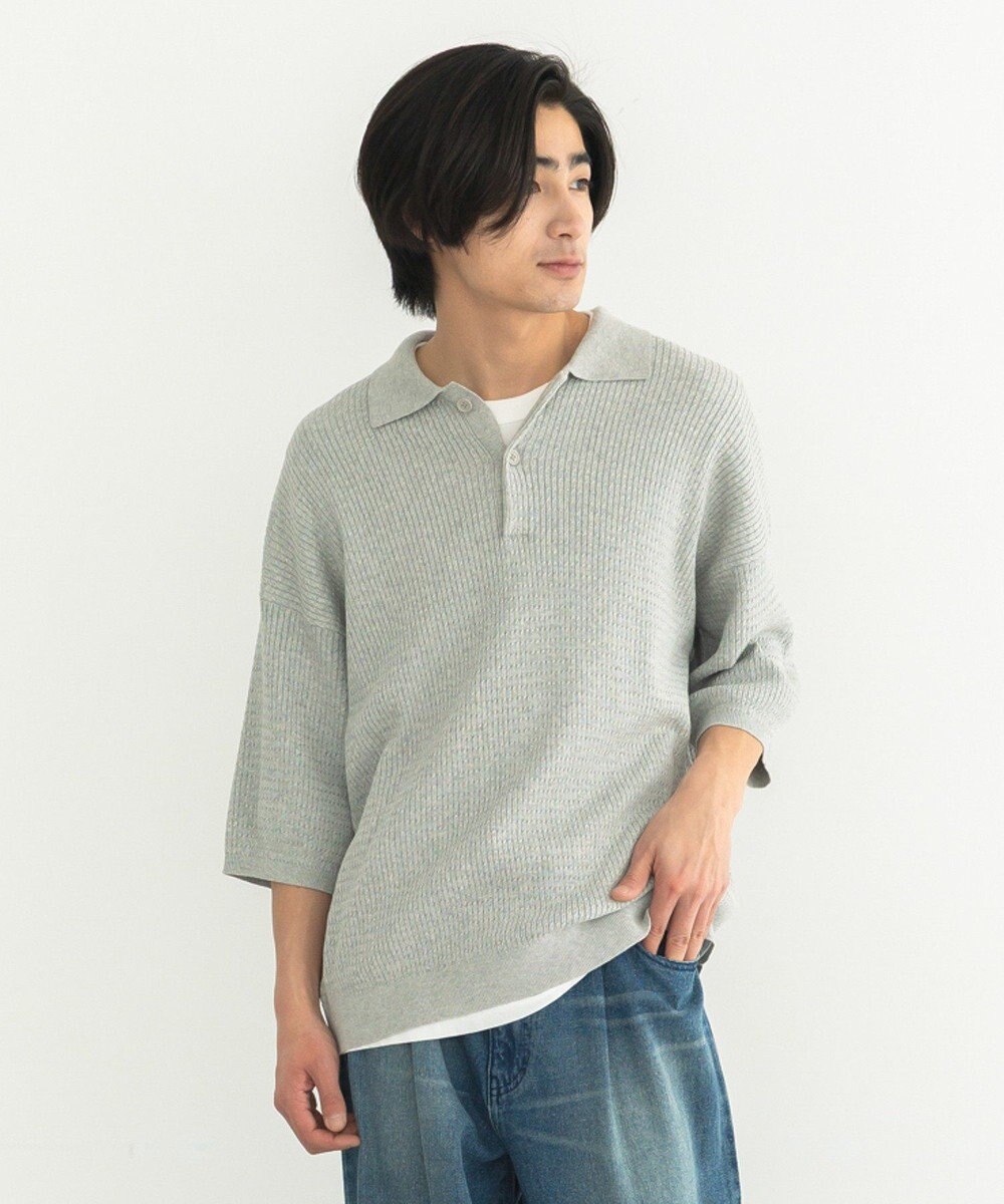 CRAFT STANDARD BOUTIQUE 透かし編み半袖ニットポロシャツ 