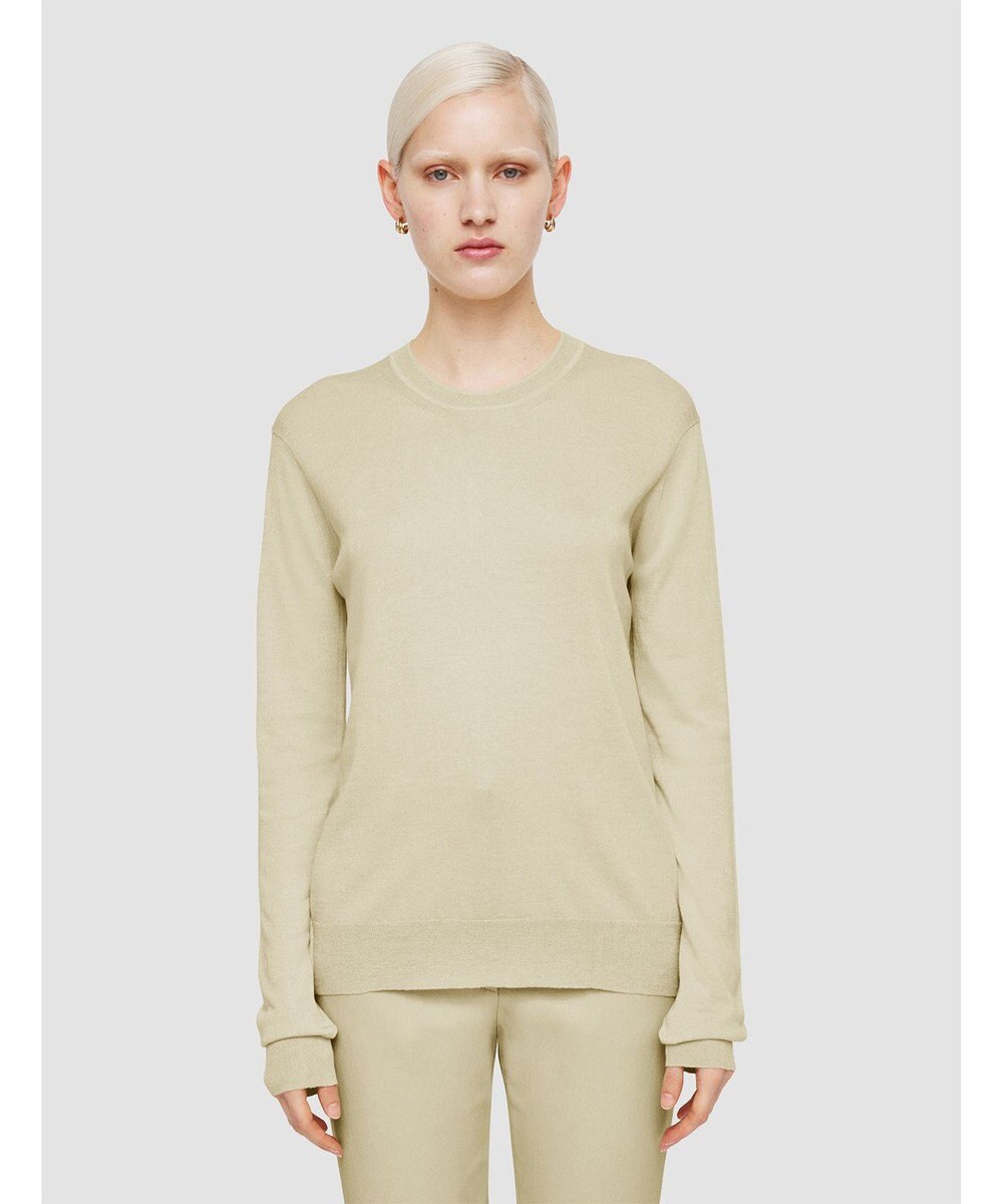 JOSEPH 【洗える】スーパーファインコットンシルク　ラウンドネックニット 