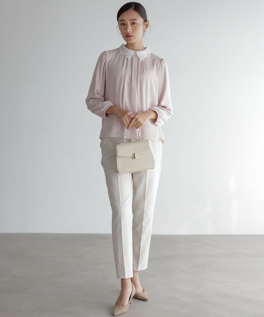 組曲 L 【KUMIKYOKU NAVY】コンフォータブルドレープ フリルテーパードパンツ 