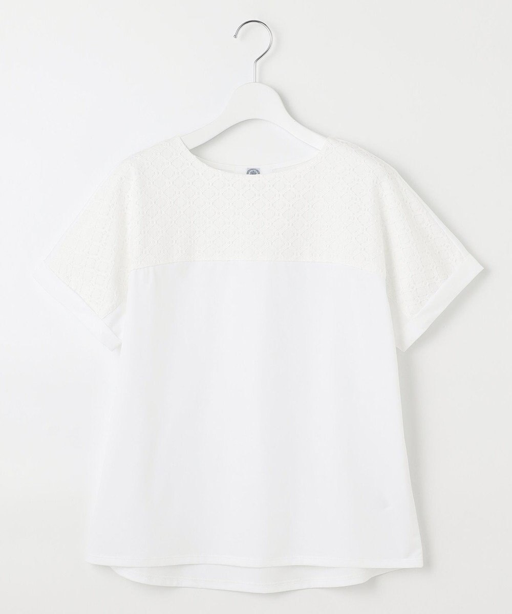 J.PRESS LADIES S 【吸水速乾】レーシーコンビ フレンチスリーブ カットソー 