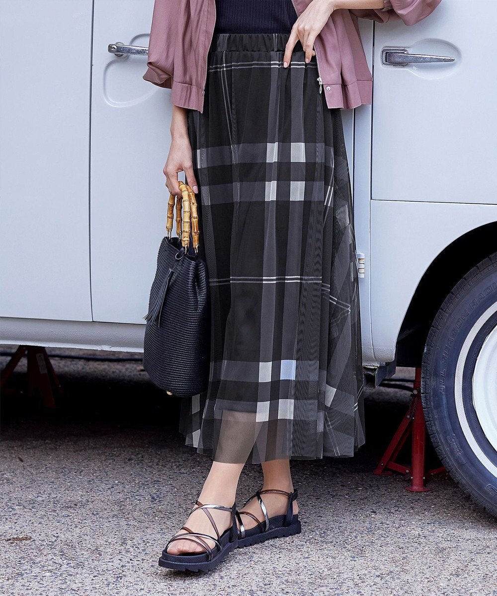 Tiaclasse 【小倉優子さん着用】チュールレースチェックスカート 