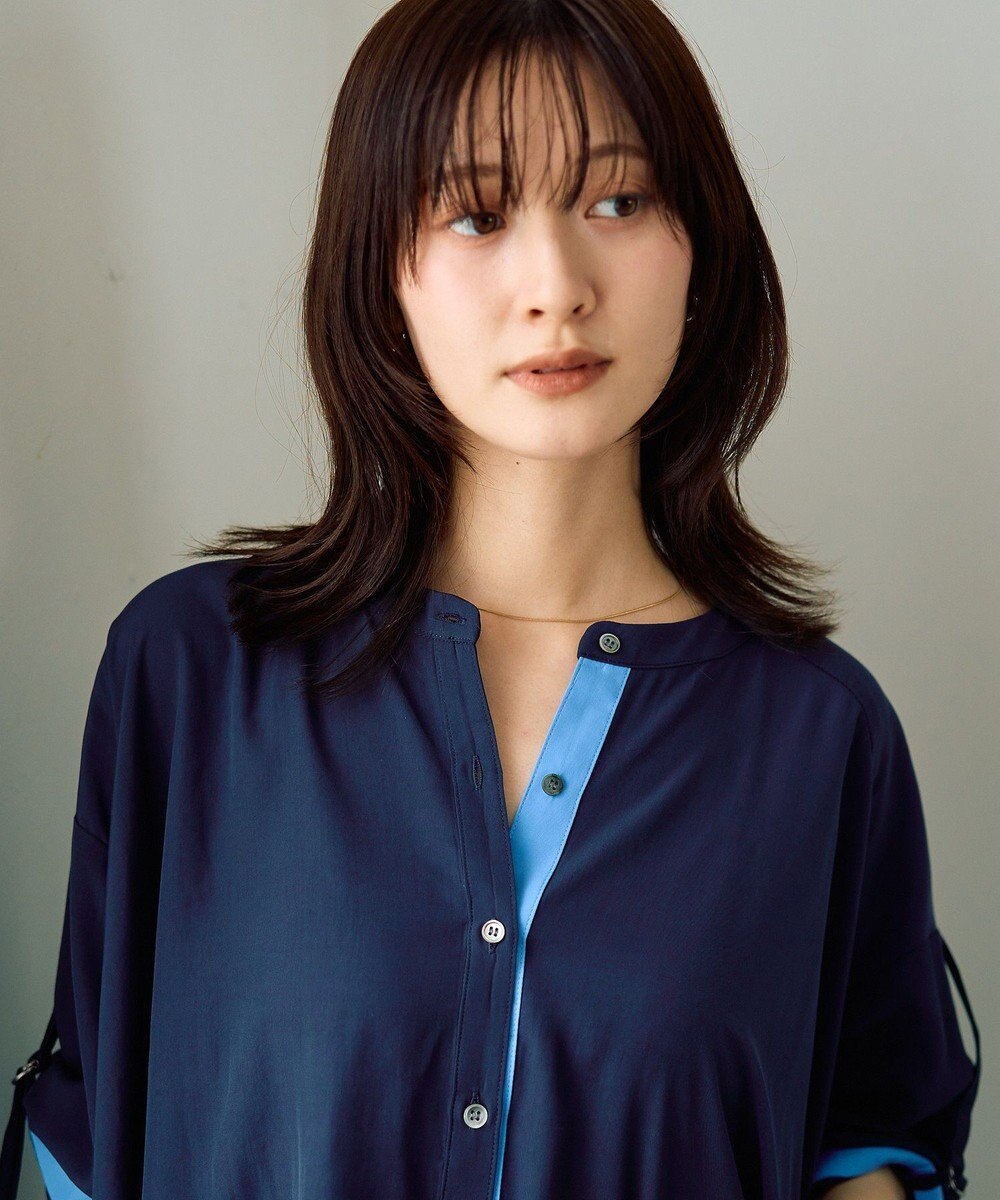 YECCA VECCA 2wayドロストスリーブバンドカラーシャツ 