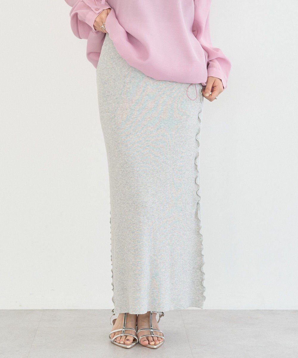 earth music&ecology サイドメローリブニットスカート 