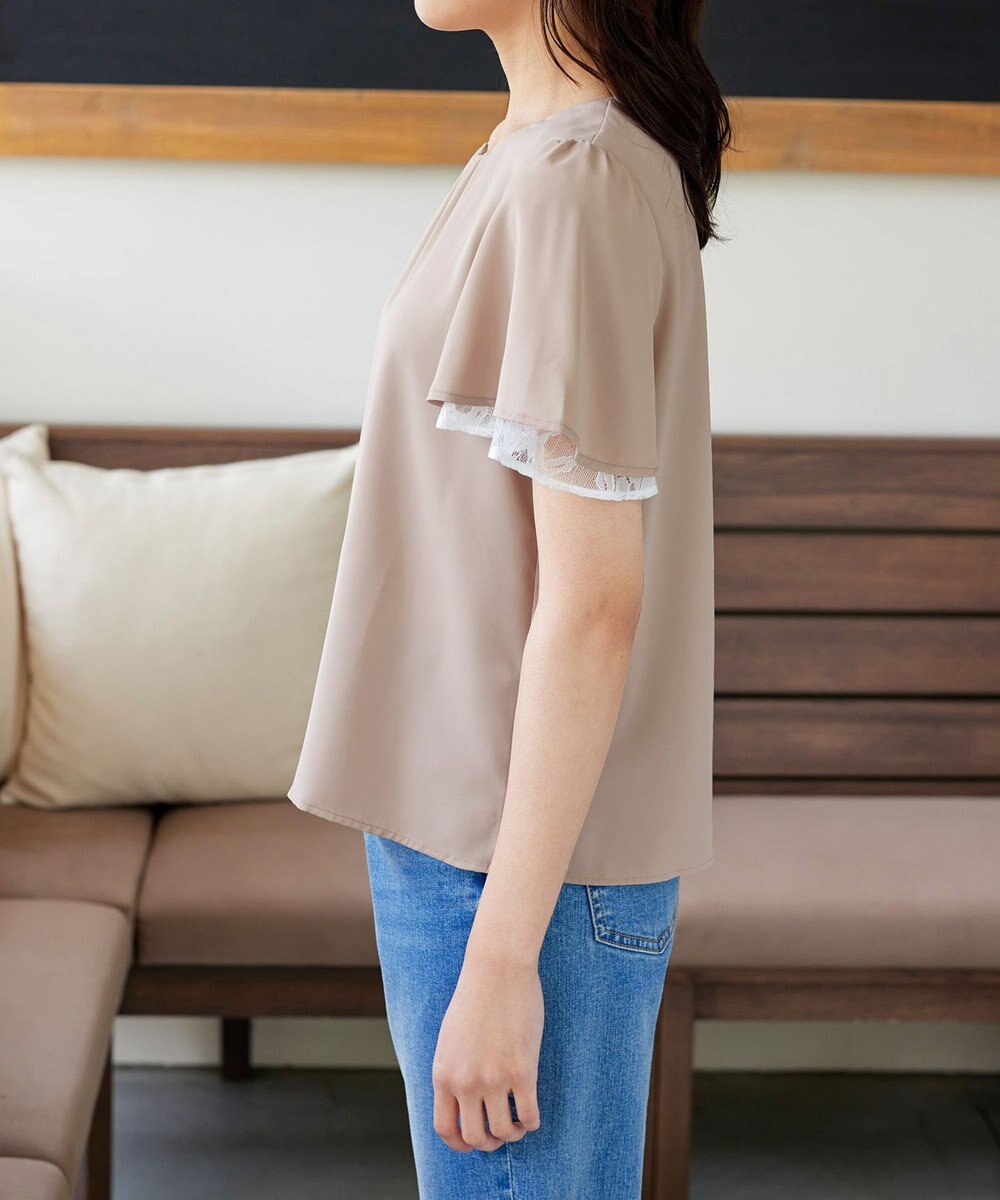 Tiaclasse 【洗える】袖レースレイヤードブラウス 