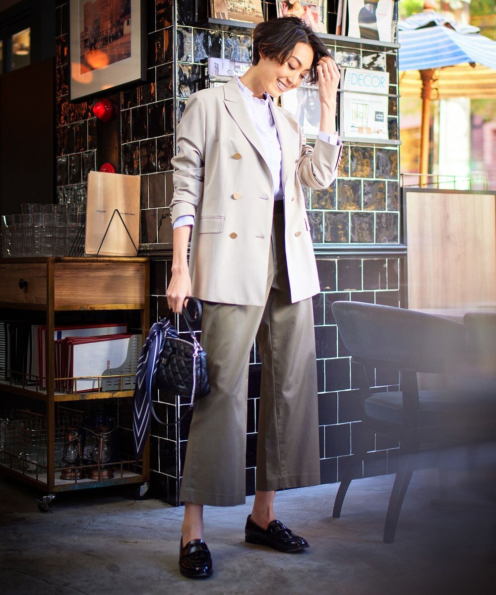 J.PRESS LADIES 【洗える】 ストレッチツイル セミワイド ベイカー パンツ 