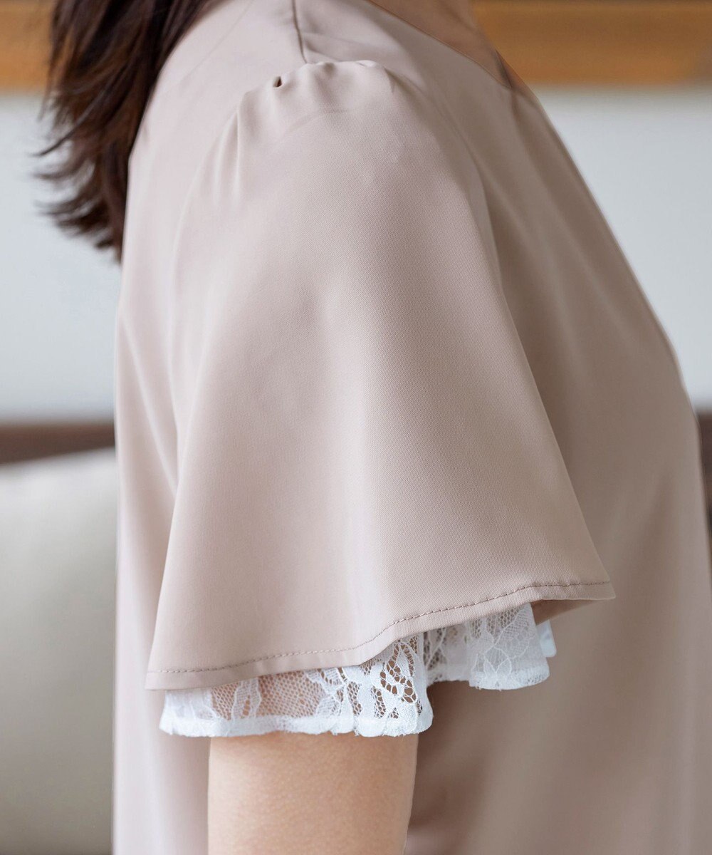 Tiaclasse 【洗える】袖レースレイヤードブラウス 
