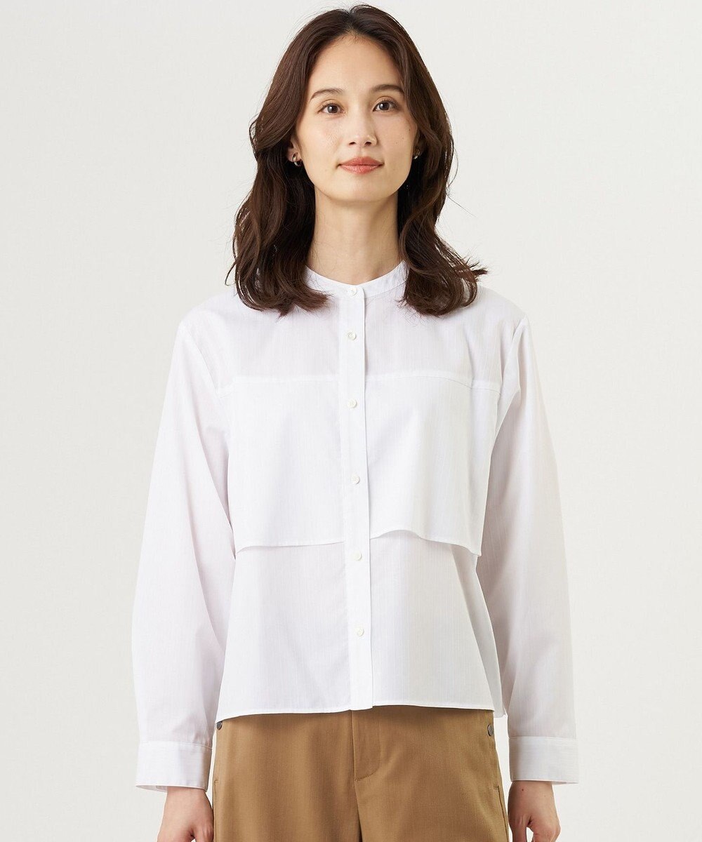 J.PRESS LADIES S 【一枚で着映え】コンパクトエステネージュ フロント フリル ブラウス 