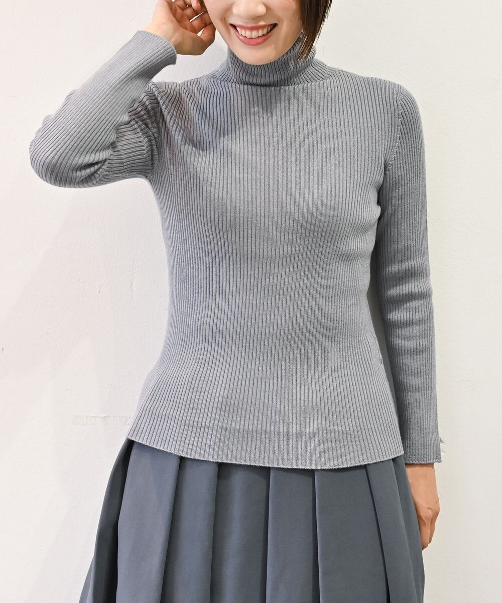 muuc 〈洗えるニット〉〈肌に優しいニット〉〈カシミヤ×シルク×ウール〉〈通年着られるニット〉リブ編みタートルネックニットプルオーバー 