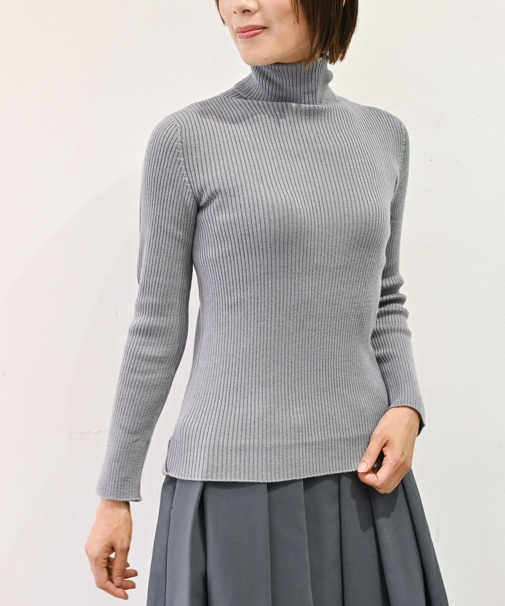 muuc 〈洗えるニット〉〈肌に優しいニット〉〈カシミヤ×シルク×ウール〉〈通年着られるニット〉リブ編みタートルネックニットプルオーバー 