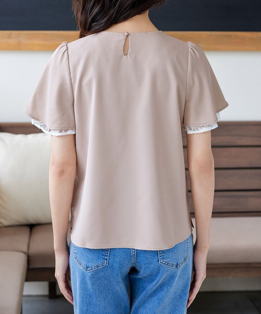 Tiaclasse 【洗える】袖レースレイヤードブラウス 