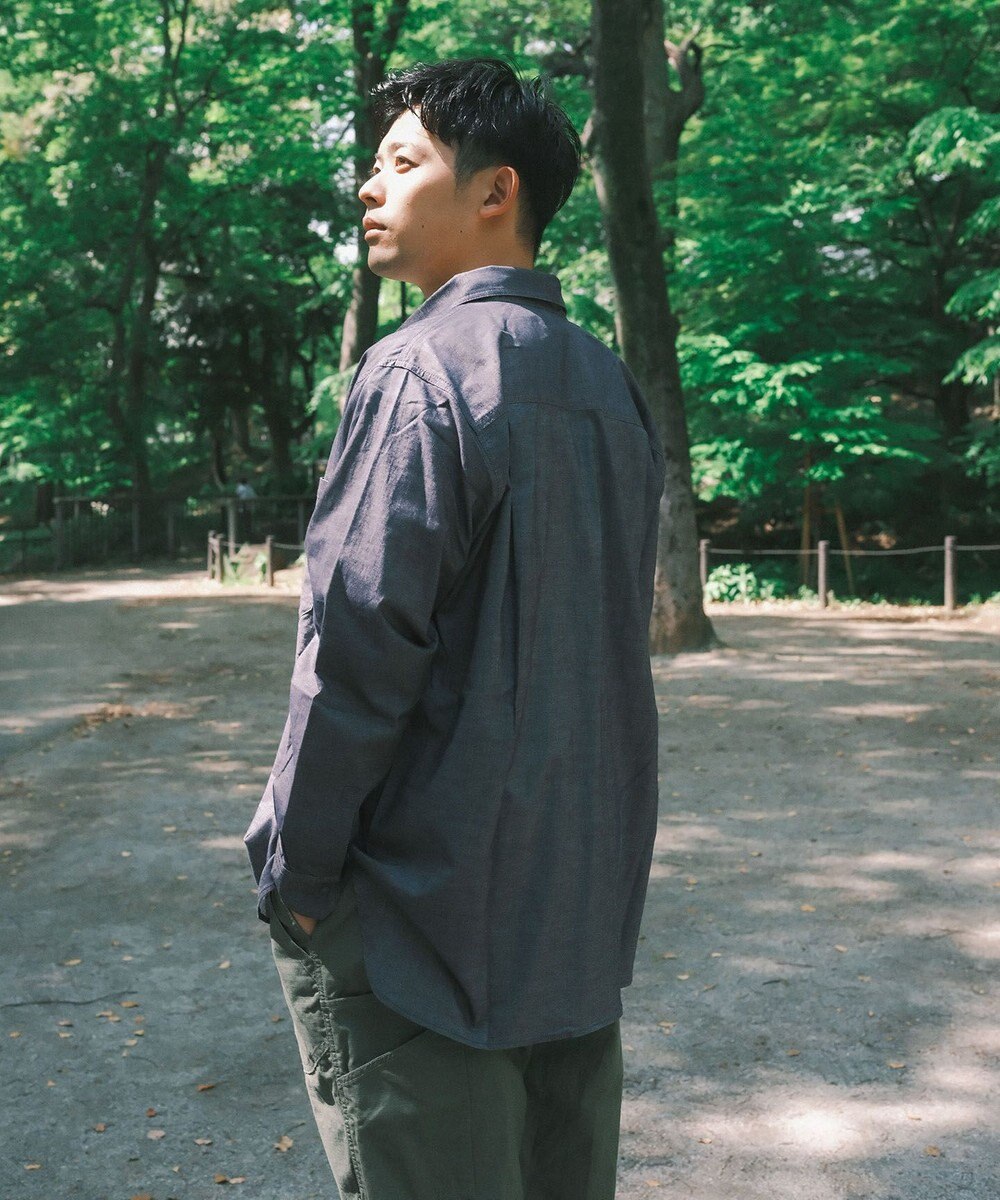 SHARE PARK MENS 【UVカット・撥水・ストレッチ】イージーデニムレギュラーカラーシャツ 