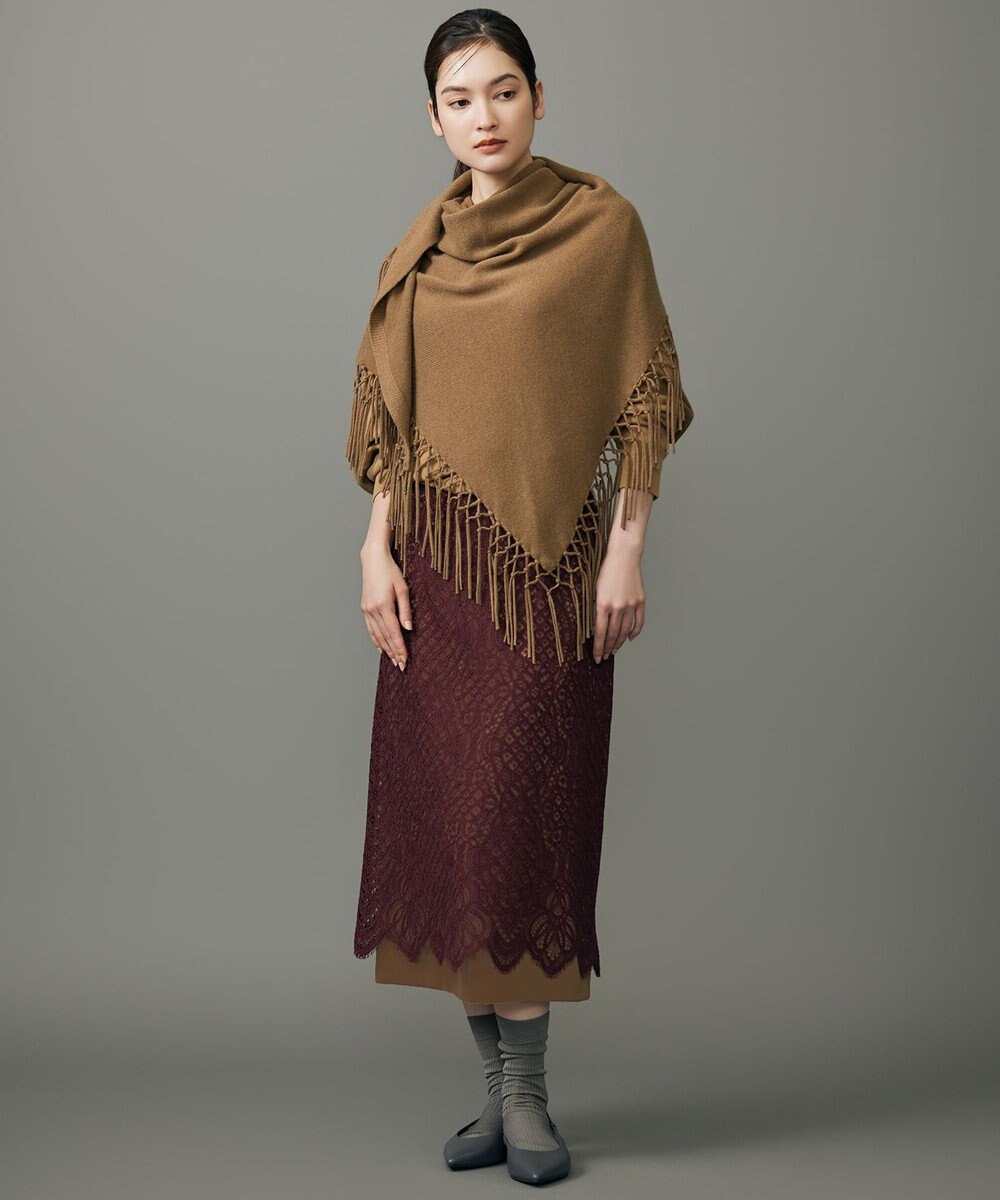 自由区 【SHIHOさん着用】ファインウールカシミヤフリンジ ストール 