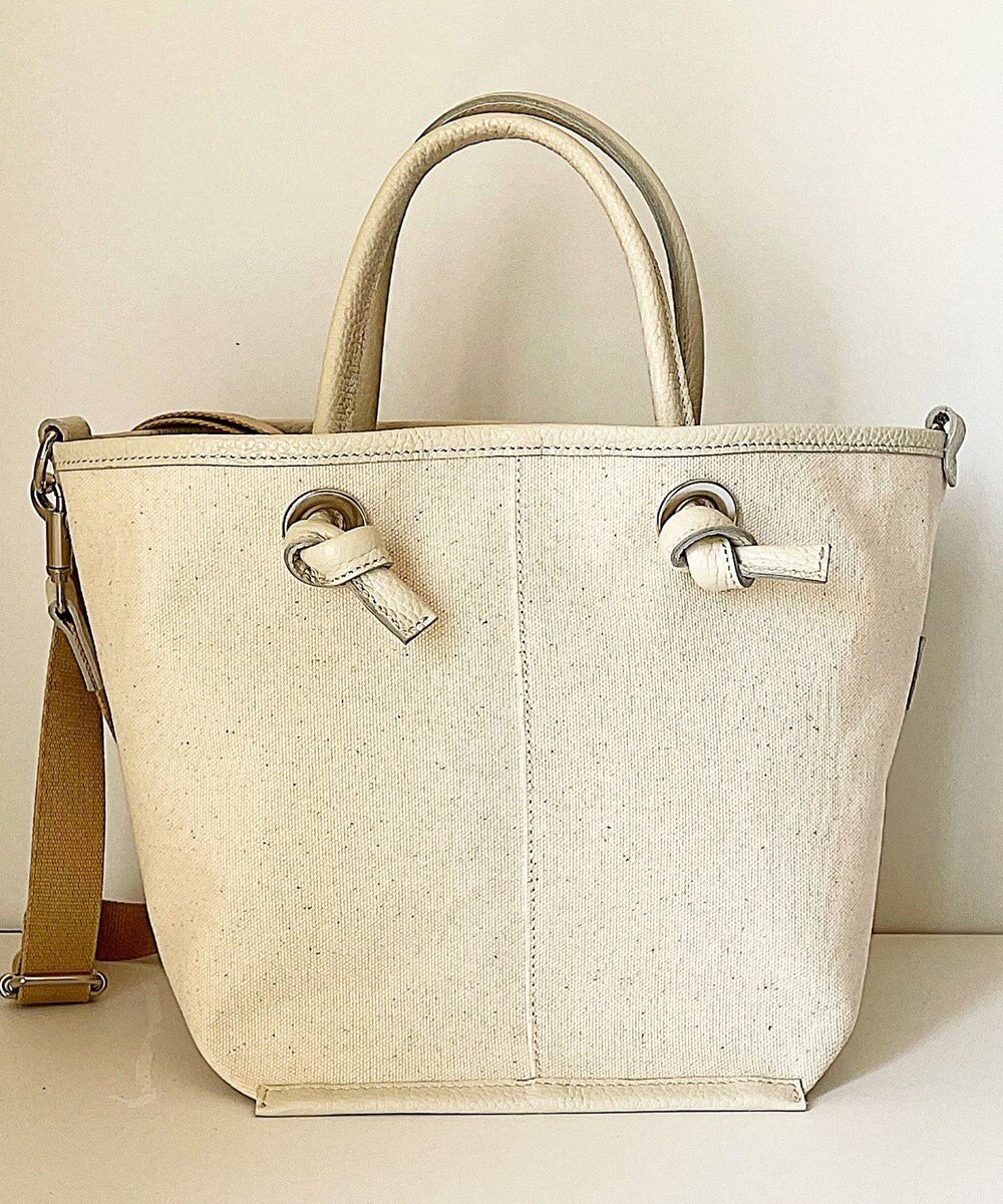 Hekhèr Le Style de Vie 【日本製 / 2WAY】コットンキャンバス×シュリンクレザー ノットハンドバッグ medium 